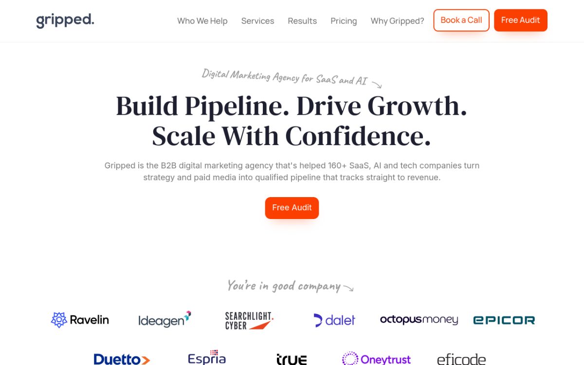 Screenshot of the Gripped website