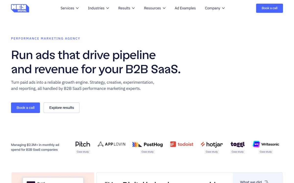 Screenshot of the Hey Digital website