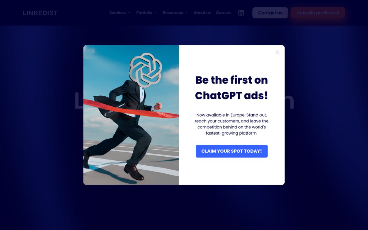 Screenshot of the Linkedist website