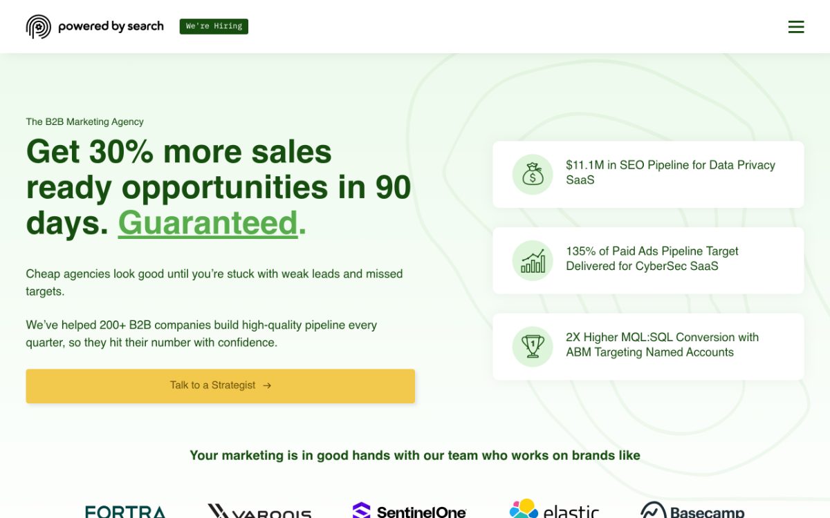 Screenshot of the Powered by Search website
