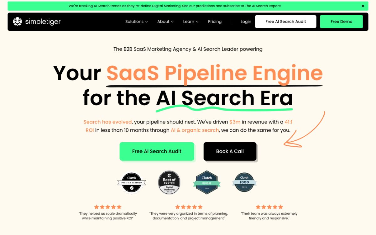 Screenshot of the SimpleTiger website
