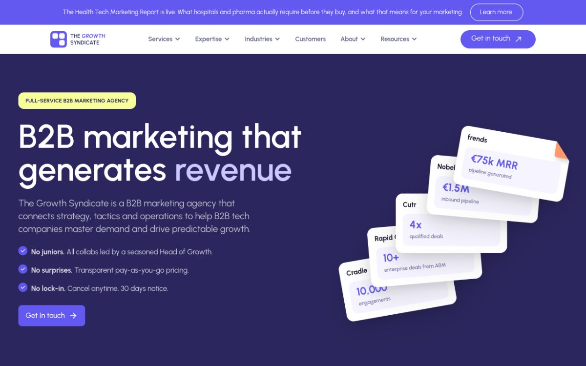 Screenshot of the The Growth Syndicate website