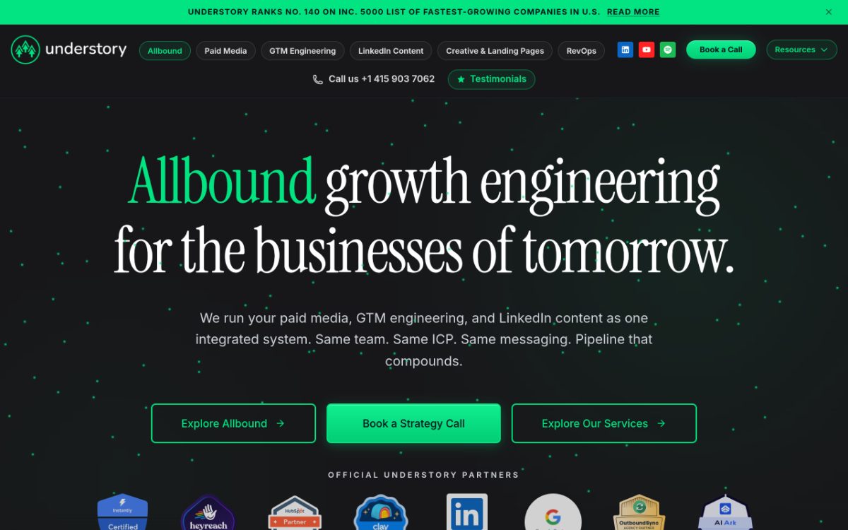 Screenshot of the Understory website