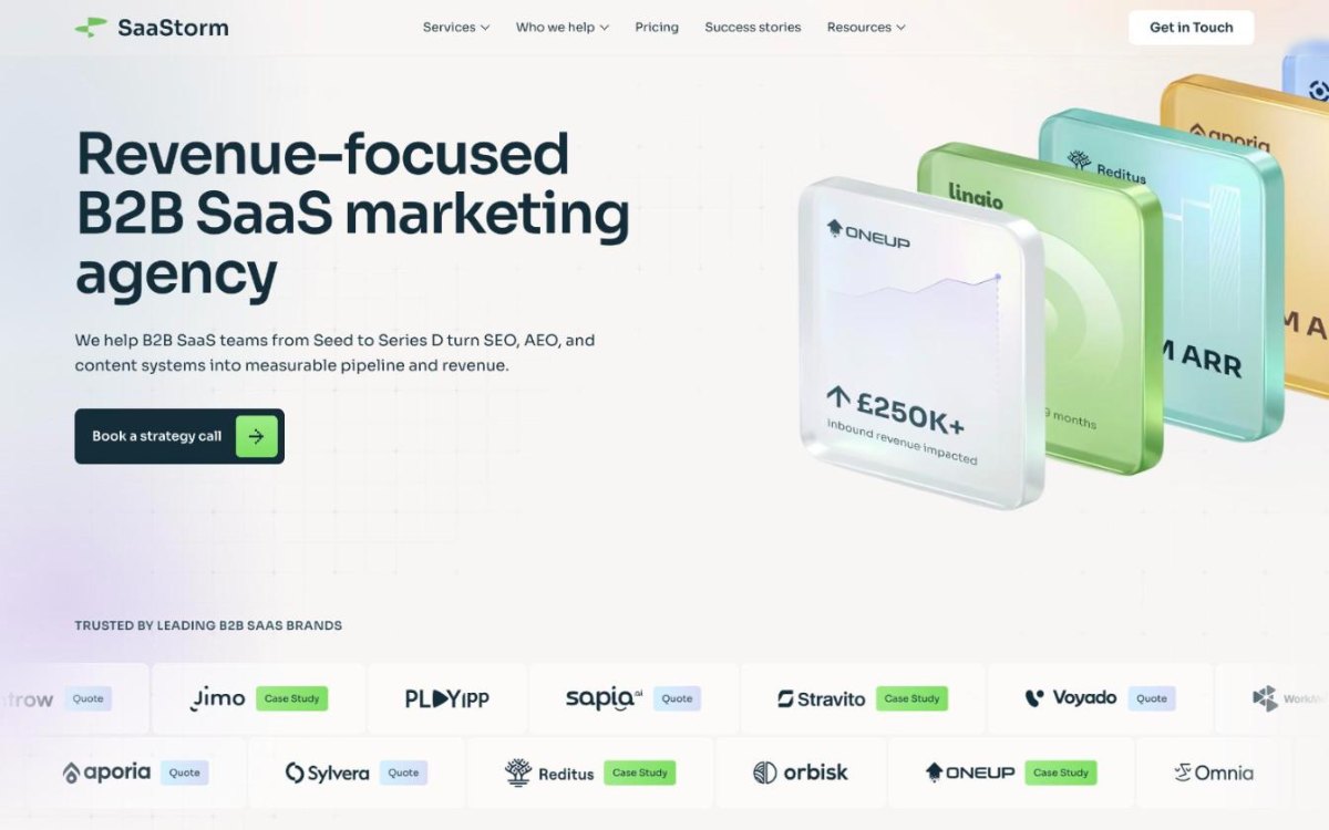 Screenshot of the SaaStorm website